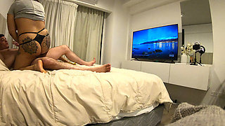 BBW Rides a Foreign Cock Without a Condom