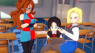 Android eighteen in a bikini getting down in this anime adventure