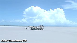 Druunia Diva's Hairy Latina Ass Gets Double Penetrated by Alain Deloin and Titof on Tropical Beach - MMM100