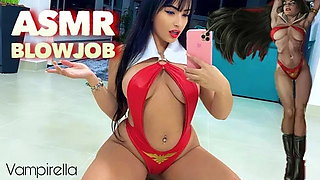 Asmr - Hot Sloppy Deepthroat and Blowjob from Beautiful Vampirella