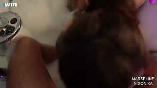 Feel Marseline's thrilling tattooed passion in a steamy jacuzzi