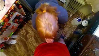 SchoolPrincess Gives Amazing Blowjob After Smoking Break in Kitchen POV