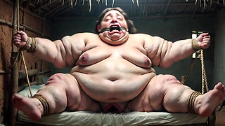 Desperate SSBBW in Rope Bondage - Dripping Fat Wide Pussy