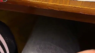 High Schoolgirl Stroking Him off in Math Class Under the Table. at College