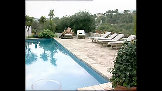 Threesome - Big Cock Baldie Fucks a Big Tits Brunette and a Big Ass Blondie in the Pool