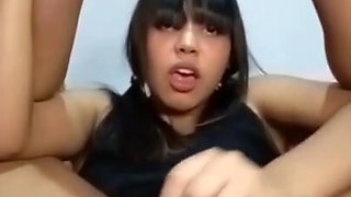 Aroused latina slut toys her holes in flexible vertical solo show