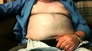 Hairy Grandpa Bear Strokes His Big Cock