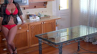 Tanned pussy licking lesbians with big boobs playing on bed