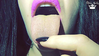 Purple glossy lips