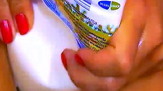 Russian Webcam Girl Plays With Milk and Her Body