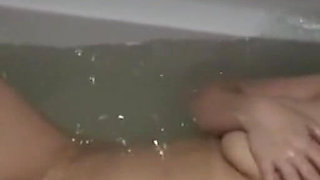 Young Amateur Girl with Huge Tits Masturbates Her Pussy with Big Dildo in the Tub