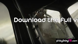 Bubble covered 18-years-old and BFFs wash a car