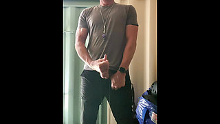 JockDad87 Shoots a Load of Cum All Over the Equipment Closet