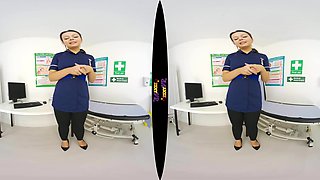 Examine My Uniform; Nurse Strip Solo Trimmed Pussy Full Tits Small Nipples Brunette