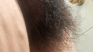 Leg up Touching Deep Mom's Hot Hairy Pussy