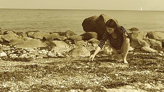 Naked on the Baltic Sea beach