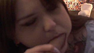 A Sloppy Blowjob Ends with a Burst of Cum in the Mouth of a Solo BBW MILF