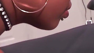 Big Tit Ebony Babes Play with Dildo on Bed