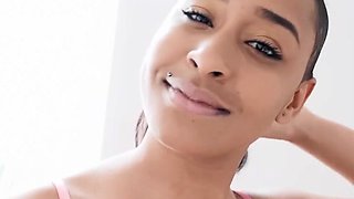 Exotic babe Jazzy Jamison looks cute sucking a fat dick