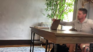 Blonde milf secretary pleases her boss mid meeting