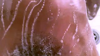 Amateur black Diamond takes a shower and masturbates