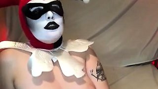 Amateur MILF freak in costume brings herself to climax