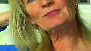 She Is German Granny in Black Lingerie Who Likes to Play with Her Toy