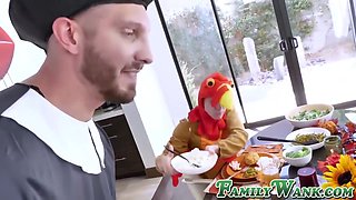 Thanksgiving Cosplay Hardcore Foursome Ends With Cum Facials