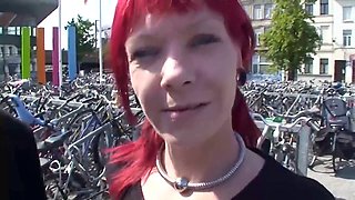 Sandy-haired mature Foxxy Angel goes down on two rock-hard cocks