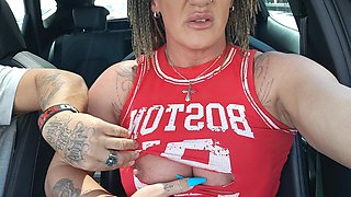 I Take Out My Tits and Fuck Myself in the Car so They Can See Me