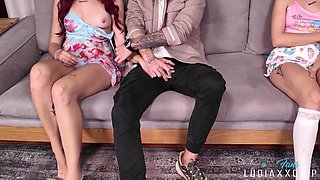 Using My Innocent Stepdaughter in Front of Her Teen Sister! Teen Stepdaughter Taboo