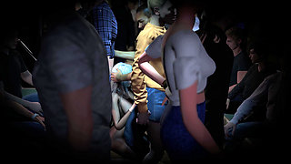 3D Horny Slut Babe Wearing Hot Bodystockings Got Fucked on the Bus