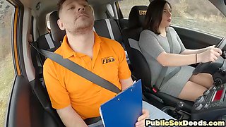 Busty driving student fucked in doggystyle by teacher