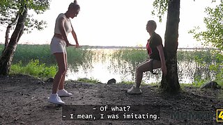 Ripped MILF step-mom Malusha seduced her step-son with her big fake tits