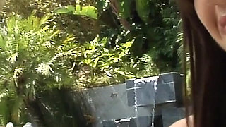 Blonde MILF Teases Brunette's Prolapsing Rosebud Poolside