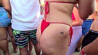 Beautiful Brunette Big Boobs Rides Fake Cock