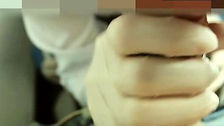 Sexy Doctor Blowjobs Patient's Cock with Latex Gloves -