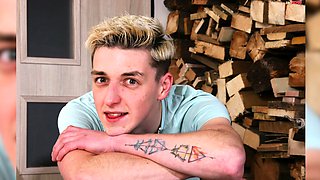 Cute blonde czech boy does striptease