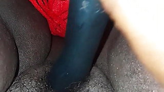 Wet black pussy fucking dildo so wet