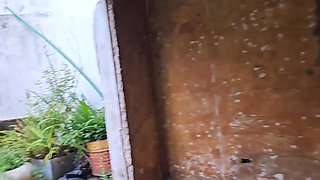 The excited girlfriend puts on a maid uniform to suck the cock in a garage