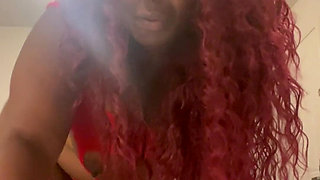 Posing in Red Sexy Lingerie Flashing My Fat Pussy