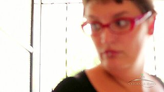 BBW hairy pussy filmed on the kitchen