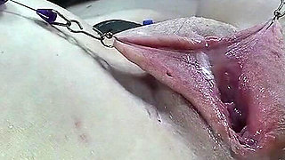 Stretched Pumped Pussy Pissing Close up 1