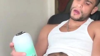 Pumping and masturbating my cock