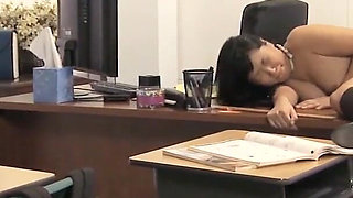 Tiny Japanese college chick seduce big dick older teacher at classroom