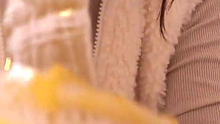 My Stepsister in Yellow Dishwashing Gloves Takes a Bath with a Dildo and Lots of White Foam and Soap