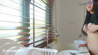 Asian Glasses Creampied by Her Friend's Husband