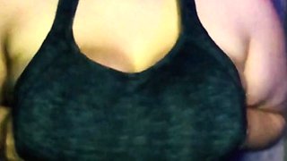 Hot brunette big boobs toying pink pussy