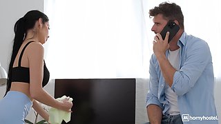 Horny Hostel part 2: Pretty Brunette Maid Clea Gaultier is Anal About Cleaning - Kristof Cale