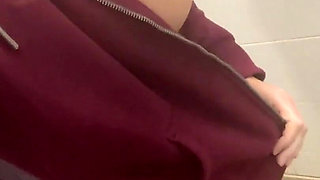 Risky Public Toilet Masturbation Pissing